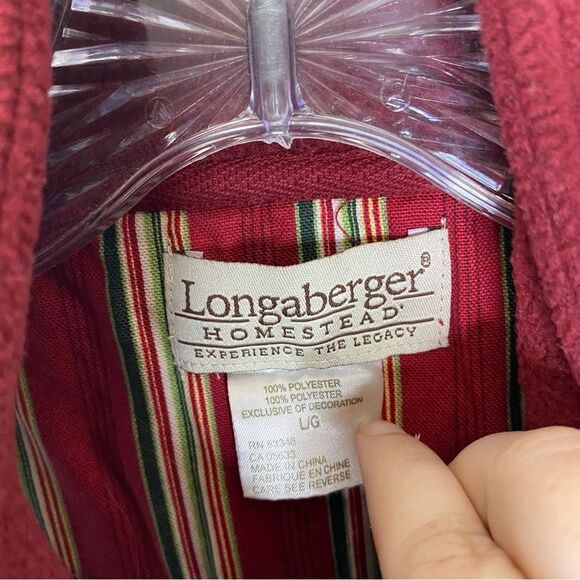 Longaberger Vintage 80s Red Fleece Zip Up Embroidered Basket Sleeveless Vest L - Picture 9 of 9